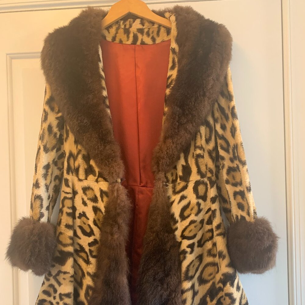 Vintage Leopard & Fur Swing Coat (Small)